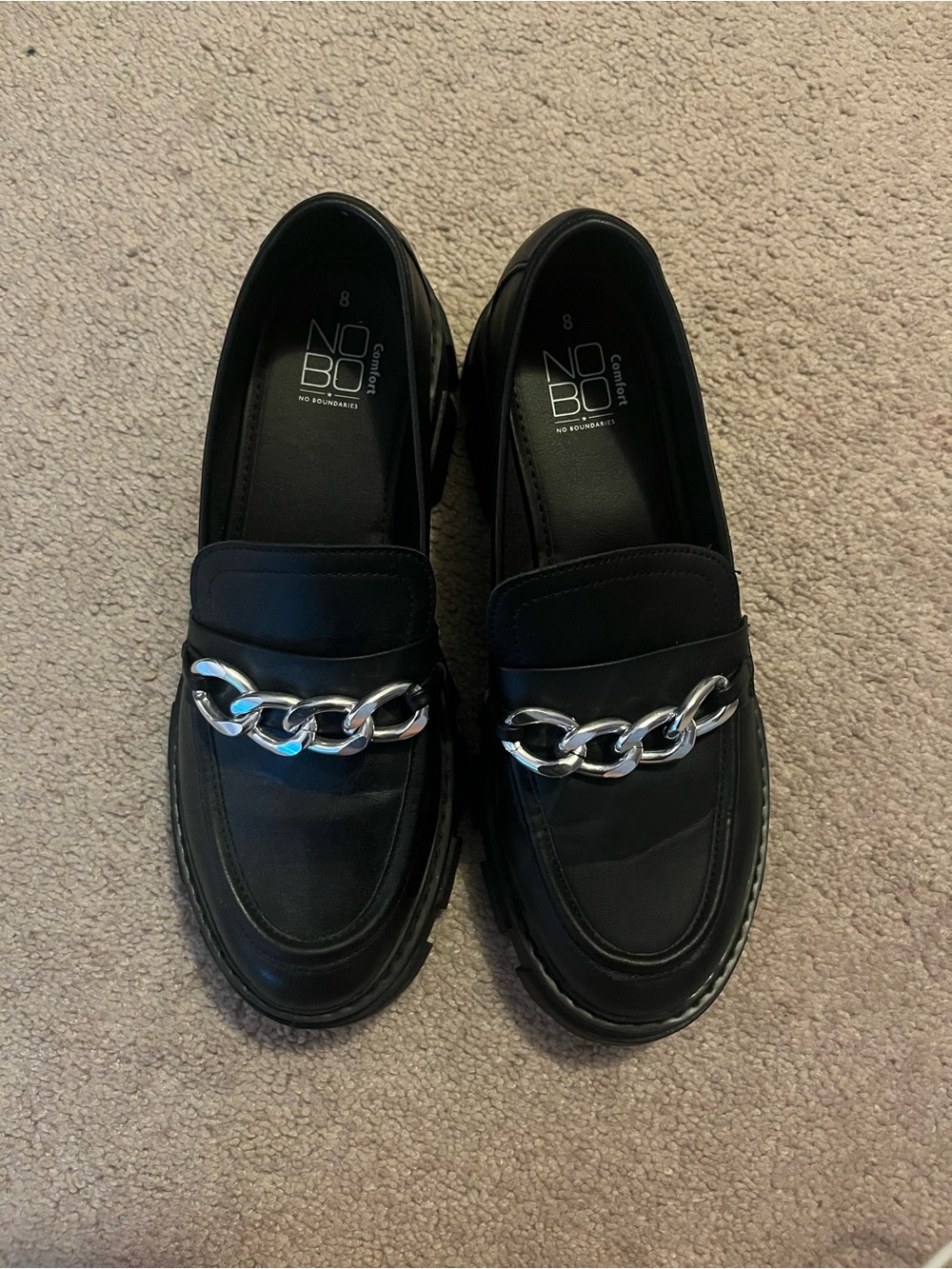 No Boundaries Women’s Black Platform Loafers Size 8